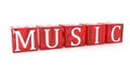 Music Cube text on white background Royalty Free Stock Photo