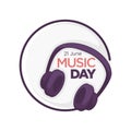 Music day isolated icon headphones musical industry