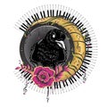 Music design with crow and moon Royalty Free Stock Photo