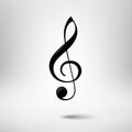 Treble clef vector icon. Music design element.