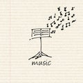 Music design on lined paper Royalty Free Stock Photo