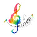 Music design, treble clef and piano keyboard vector