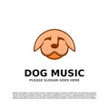 Music dog logo vector design template .The dog contains a musical note eye and nose Royalty Free Stock Photo