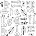 Music doodles set hand draw Royalty Free Stock Photo