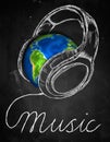 Music Earth Headphone Background