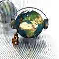 Music earth with headphones Royalty Free Stock Photo