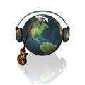 Music earth with headphones