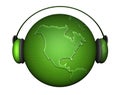 Music earth with headphones Royalty Free Stock Photo