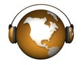 Music earth with headphones Royalty Free Stock Photo