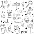 Music element doodles hand draw Royalty Free Stock Photo