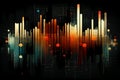 Music equalizer. Abstract wave lines move dynamically in various colors isolated on a black background