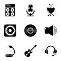 Music equalizer icons set, simple style