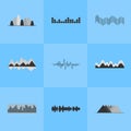 Music Equalizer Interface Set of Nine Icons