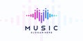 Music equalizer logo. Electronic audio icon. Music wave sign. Vector illustration of Dj. Radio logo. Music application icon.