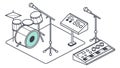 Music Equipment Setup, Isometric Drums and Mics, Studio Gear, vector design Generative AI Royalty Free Stock Photo