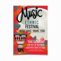 Folk Music Festival Or Ethnic Music Poster Design Template Of National Or Ethnic Musical Instruments African Jembe