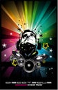 Music Event Background with Disk Jockey Shape f