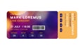 Music event concert ticket template. Ticket party design flyer pass ticket Royalty Free Stock Photo
