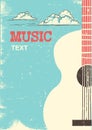 Music festival background with musical instrument acoustic guitar for text.