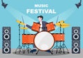 Music Festival Background Vector Illustration With Musical Instruments and Live Singing Performance for Poster, Banner or Brochure