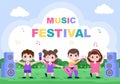 Music Festival Background Vector Illustration With Musical Instruments and Live Singing Performance for Poster, Banner or Brochure