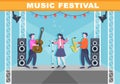 Music Festival Background Vector Illustration With Musical Instruments and Live Singing Performance for Poster, Banner or Brochure