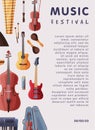 Music Festival Banner with Orchestral Musical Instruments and Place for Text, Advertisement Poster, Brochure, Flyer