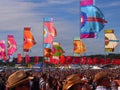Music Festival flags and crowd