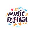 Music Festival. Hand drawn colorful cartoon style vector illustration. Royalty Free Stock Photo