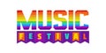 Music Festival hand drawn letters flat vector signboard Royalty Free Stock Photo