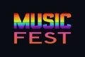 Music Festival hand drawn letters flat vector signboard Royalty Free Stock Photo