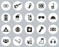 Music Festival Icons Black & White Flat Design Circle Set Big Royalty Free Stock Photo