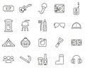 Music Festival Icons Black & White Thin Line Set Big Royalty Free Stock Photo