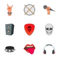 Music festival icons set, cartoon style Royalty Free Stock Photo