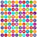 100 music festival icons set color