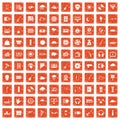 100 music festival icons set grunge orange