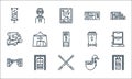 Music festival line icons. linear set. quality vector line set such as speaker, drum, disc jockey, saxophone, speaker, smoke Royalty Free Stock Photo