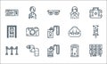 Music festival line icons. linear set. quality vector line set such as speaker, vip card, divider, toilet, tissue, speaker, Royalty Free Stock Photo