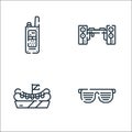 music festival line icons. linear set. quality vector line set such as sunglasses, hot dog, disc jockey