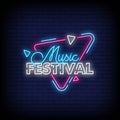 Music festival Neon Signs Style Text Vector Royalty Free Stock Photo