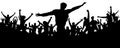 Music festival. Party, concert, dance, fun. Crowd of people silhouette vector. Royalty Free Stock Photo