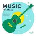 Music festival poster design template with guitar