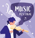 music festival poster with man playing fiddle