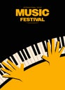 Music festival poster template design background with artist playing piano vintage retro style Royalty Free Stock Photo