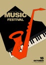 Music festival poster template design background modern vintage retro style Royalty Free Stock Photo