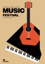 Music festival poster template design background modern vintage retro style Royalty Free Stock Photo