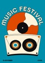 Music festival poster template design background modern vintage retro style Royalty Free Stock Photo