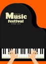 Music festival poster template design background with piano keyboard vintage retro style Royalty Free Stock Photo