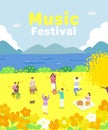 Music festival in the spring, people are singing together