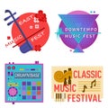 Music festivals emblem invitation collection